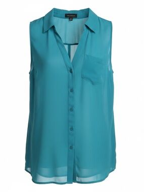 The Limited Teal Sleeveless Button-Front Camisole